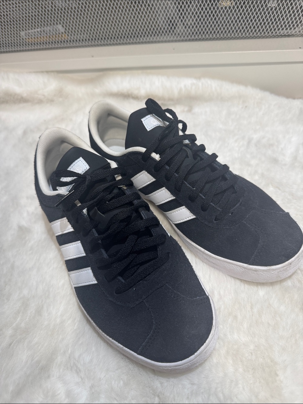 adidas Black Suede Sneakers with White Stripes